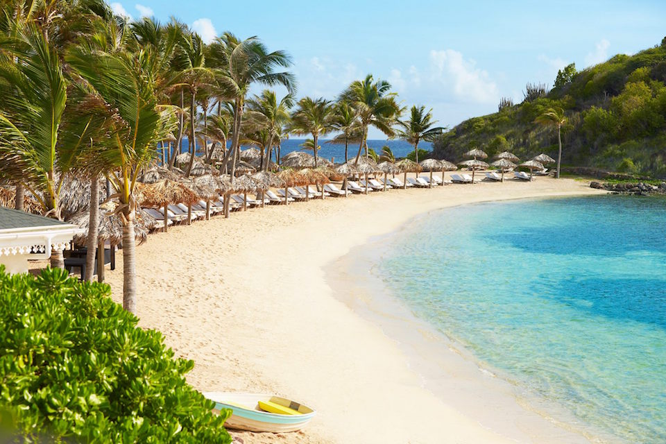 The private beach at Guanahani.