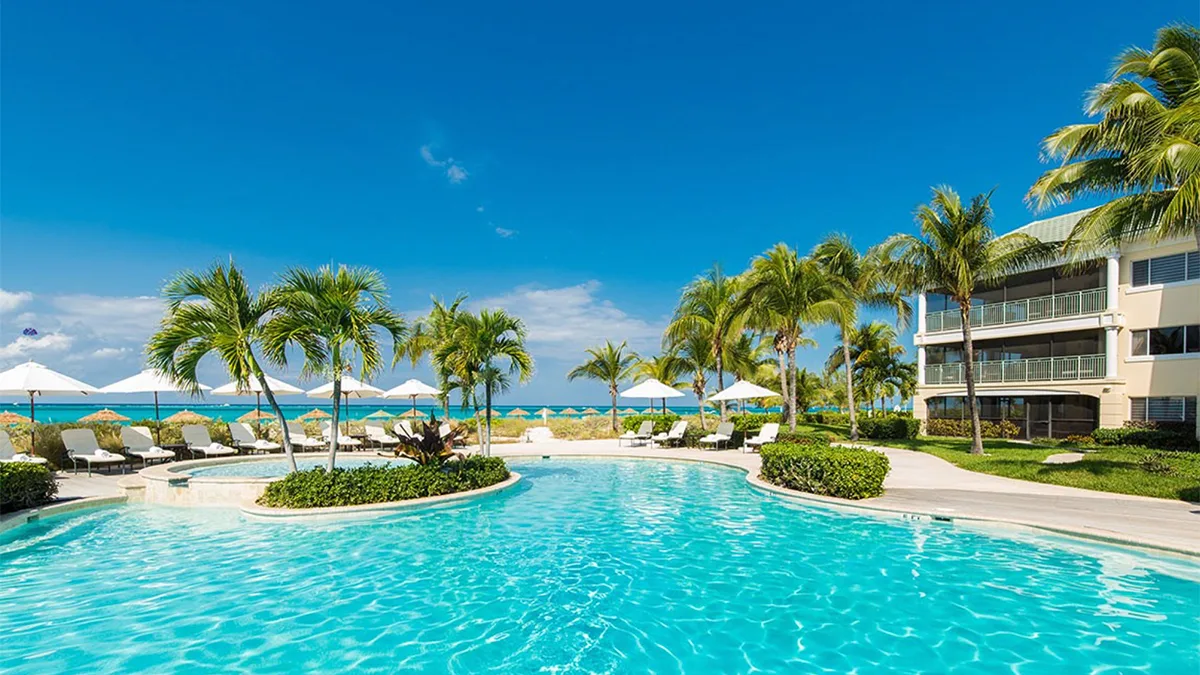 pool with palm trees on grace bay