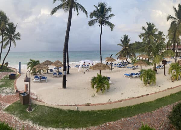 long bay beach in antigua out of the balcony view