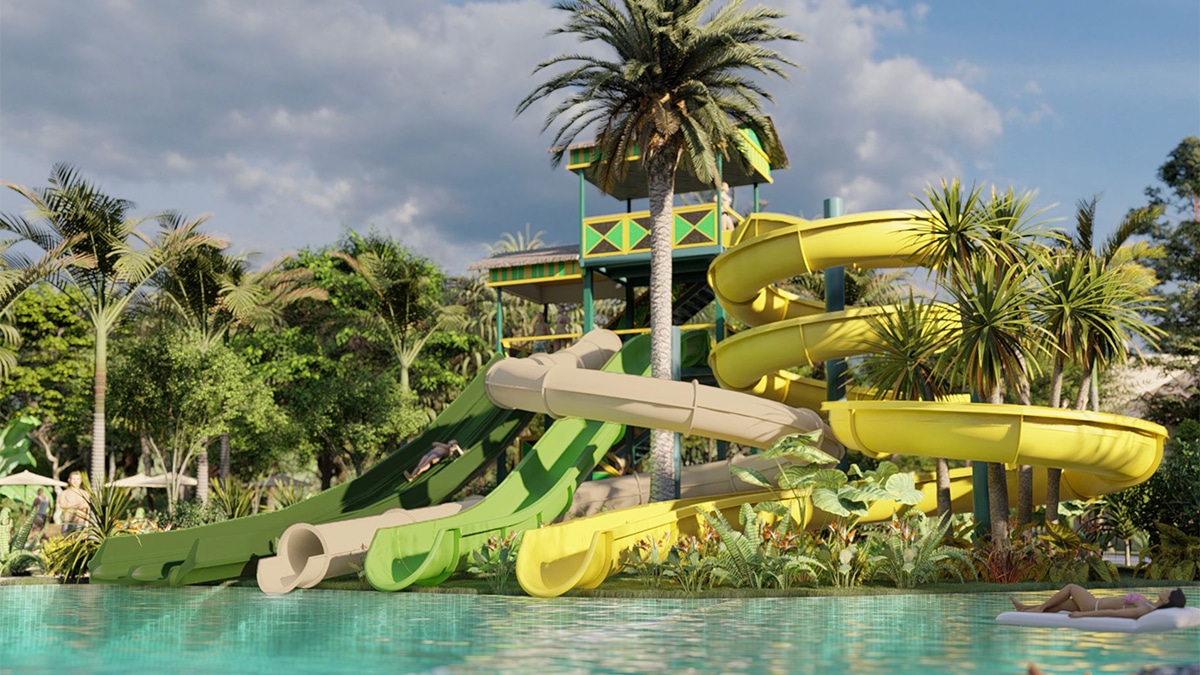 water park with jamaican flag colors