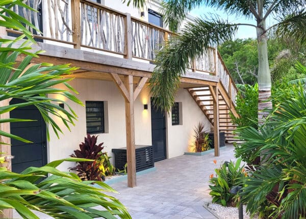 forest hotel in st martin with stairs and trees