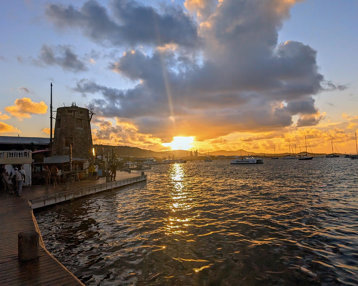 st croix sunset on the boardwalk