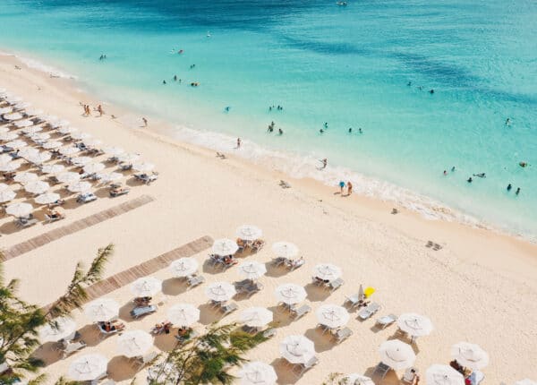 beach chairs on the sand in cayman