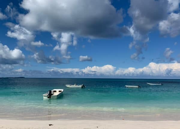 antigua beach with boats