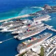 royal caribbean and msc ships in the harbor